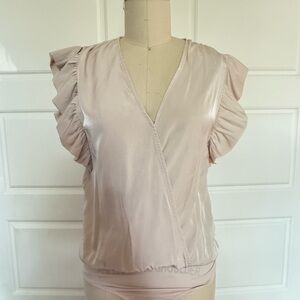 Elegant Light Pink / Blush Ruffle Sleeve Top